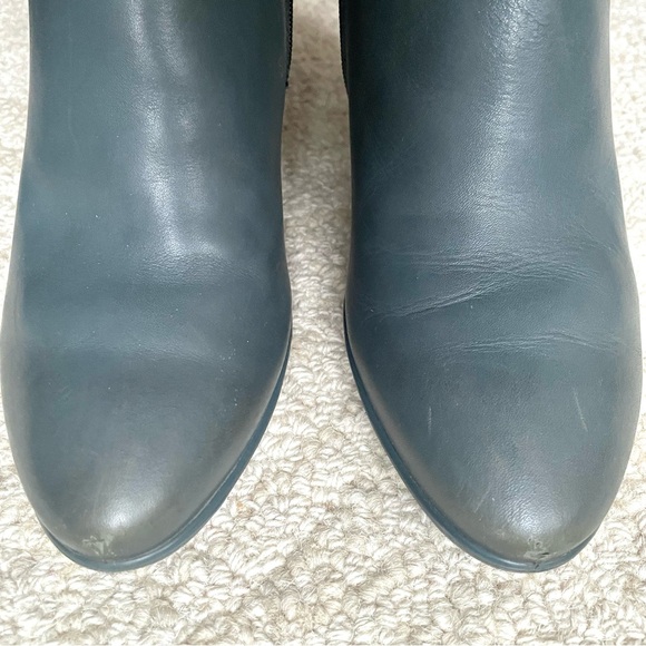 ECCO Tall Gray Leather Heeled Boots Ankle Strap Side Zip | EU 39 US 8.5 - Picture 5 of 11